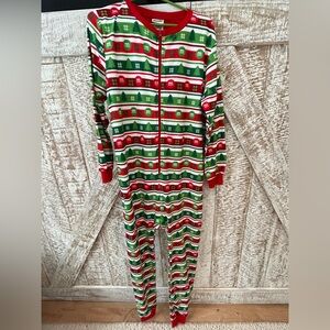 Women’s M&M'S Red and Green Striped Union Suit Pajamas size XL - NWOT